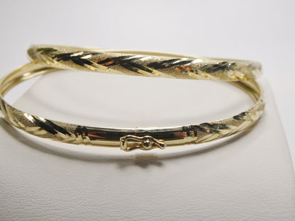 14K Real Solid Yellow Gold Children Baby Bangle Bracelet