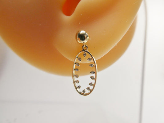 real 10k solid yellow gold oval drop dangling push post earrings