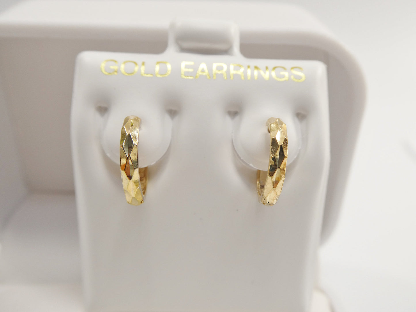real 10k solid yellow gold diamond cut 12mm hoop huggie earring