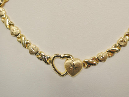 Real 925 Sterling Silver XO Heart Stampato Set Necklace and Bracelet