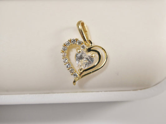 14k real solid yellow gold heart high polish charm pendent