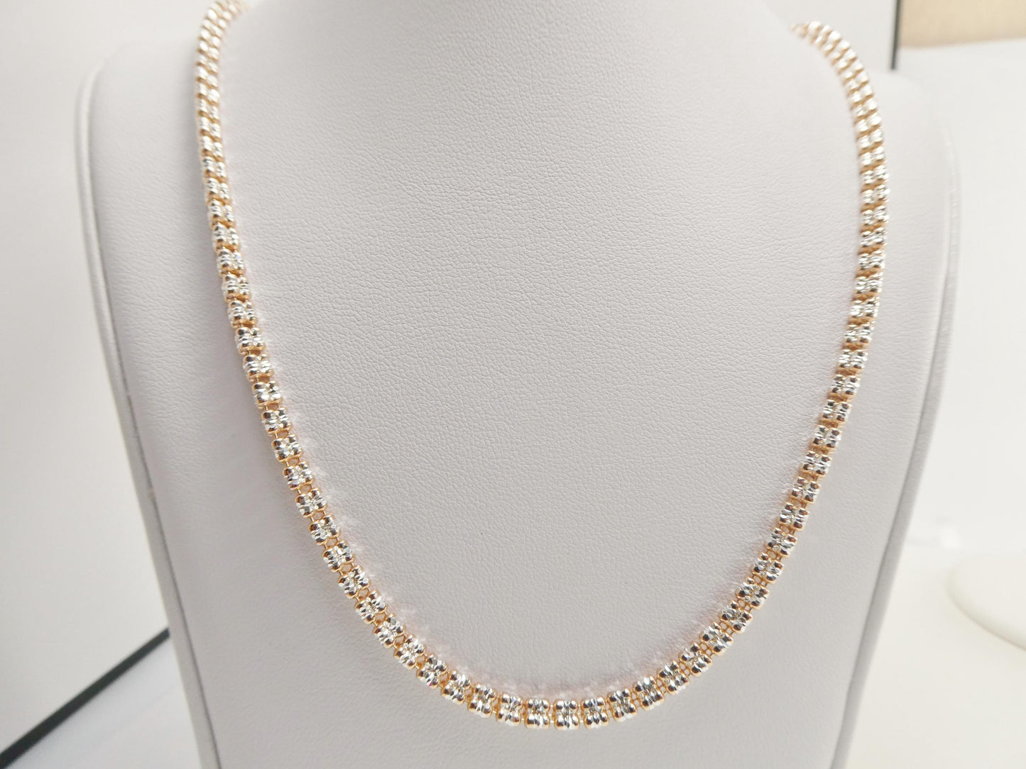 real 925 sterling silver 4 line rose gold tone ice link chain necklace