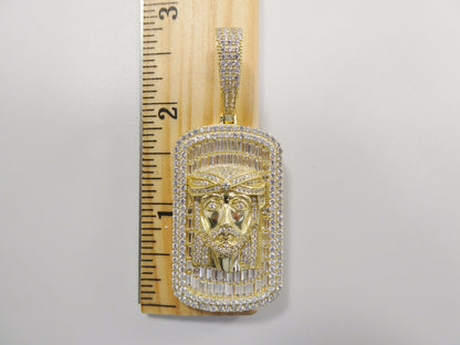 Real 925 Sterling Silver Large Jesus Head Medallion Pendent