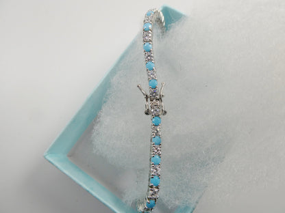 3mm 7 Inch Turquois Tennis Bracelet Real 925 Sterling Silver