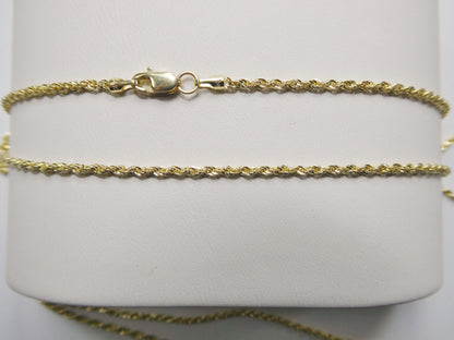Real 14k Solid Yellow Gold Rope Chain Women Men Necklace
