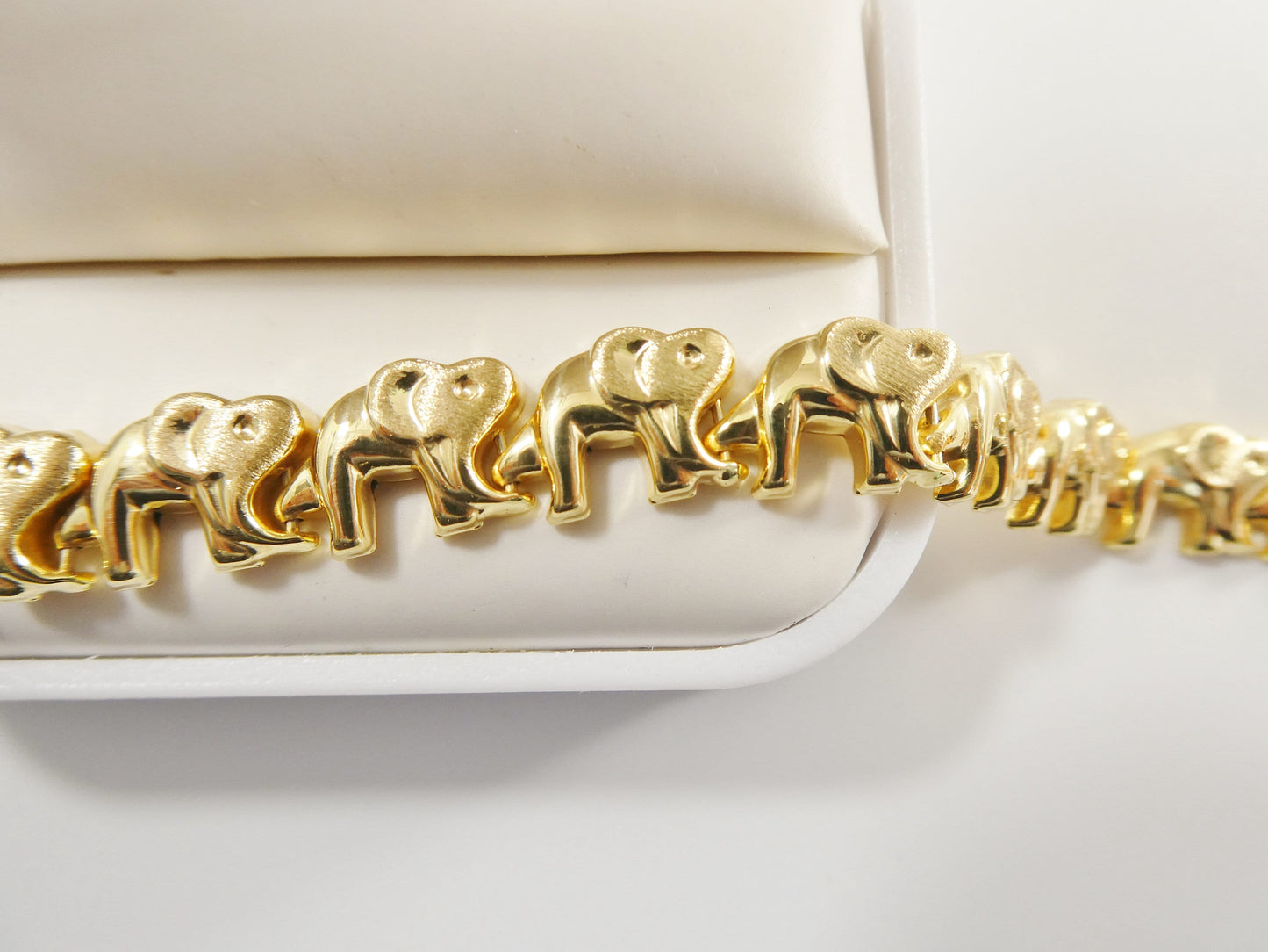 real 925 sterling silver all yellow tone elephant set necklace and bracelet