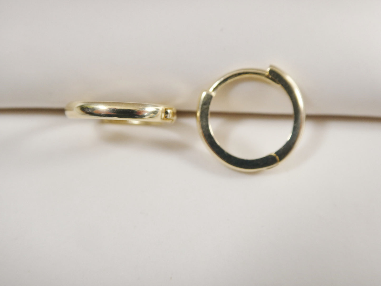real 10k solid yellow gold 11mm high polish plain hoop huggie earrings