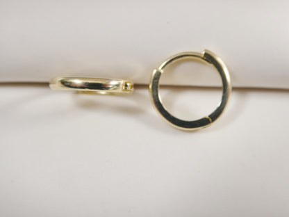 Real 10k Solid Yellow Gold 11mm High Polish Plain Hoop Huggie Earrings