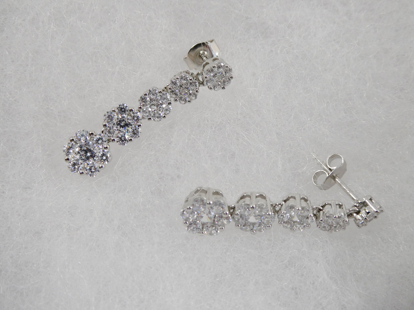 real 925 sterling silver micro pave setting 14k white gold color finish drop earrings