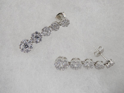 Real 925 Sterling Silver Micro Pave Setting 14k White Gold Color Finish Drop Earrings
