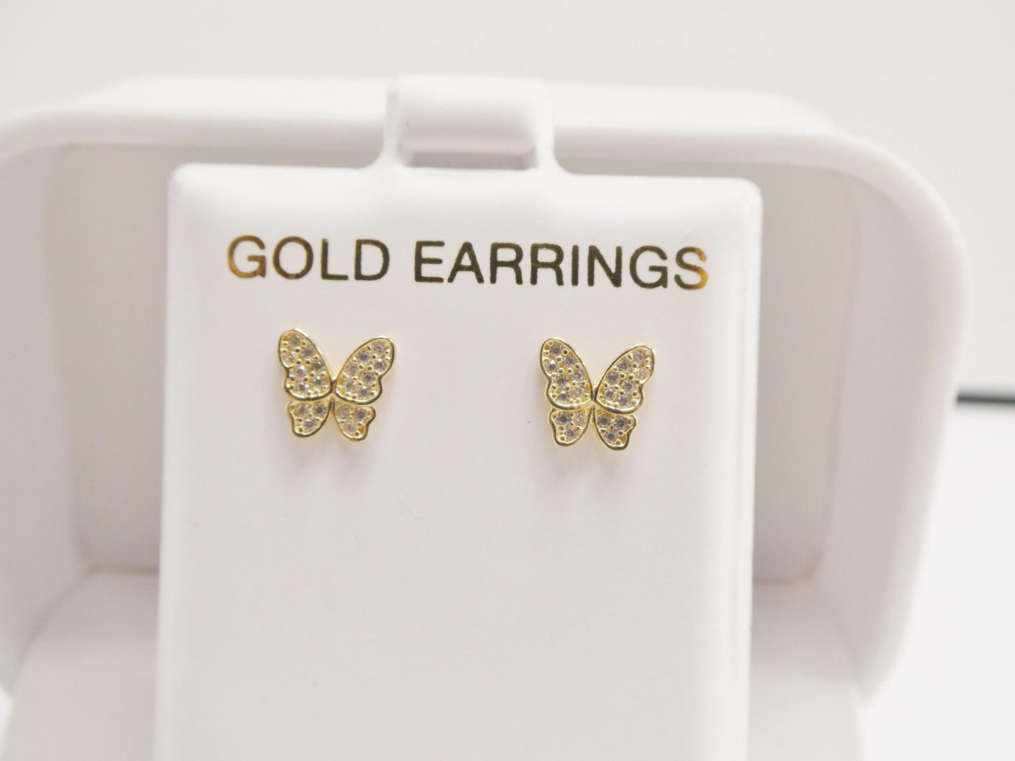 real 10k solid yellow gold butterfly screw back post earrings