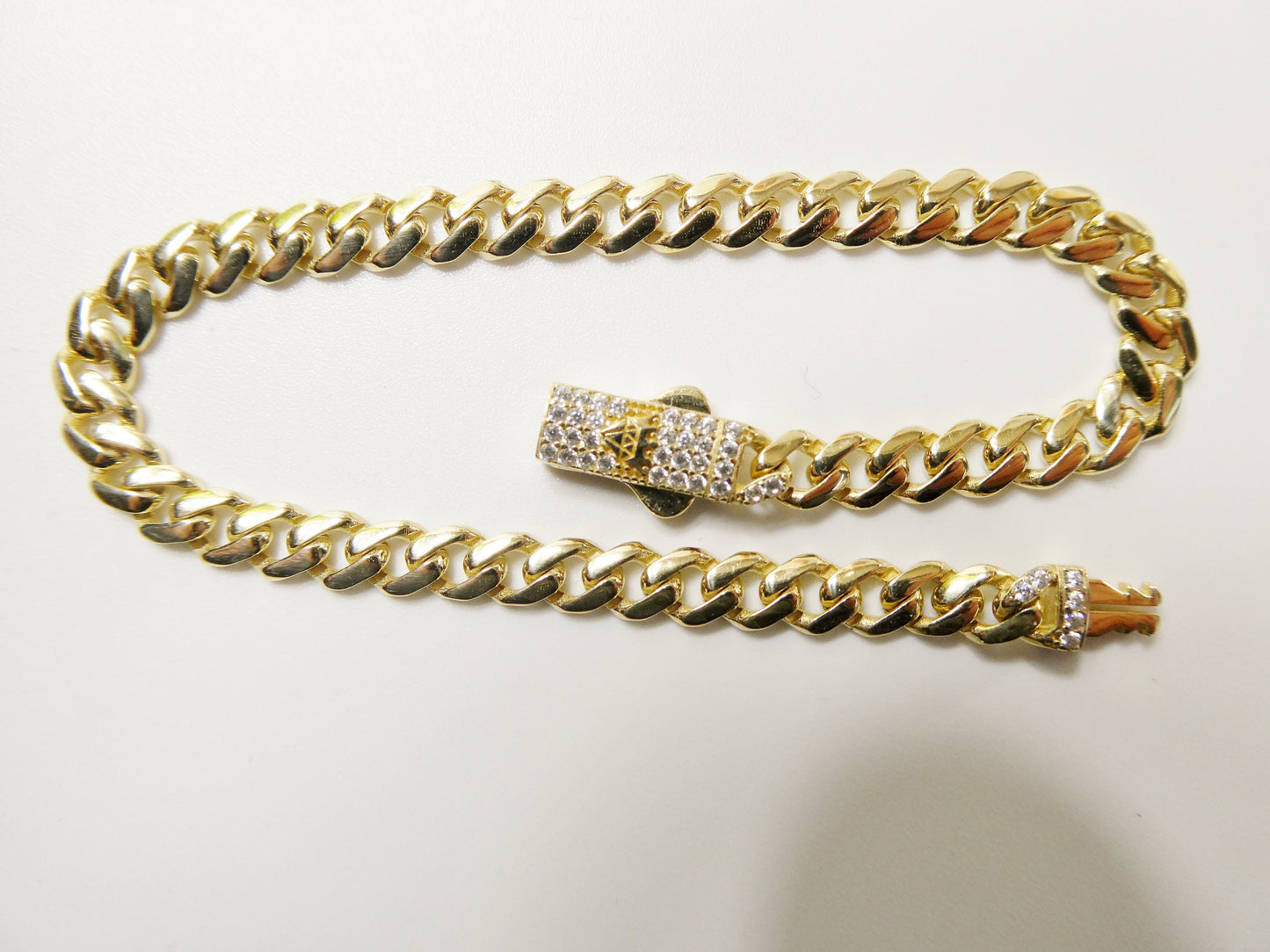 real 10k solid yellow gold 5mm Monaco 7 / 8 inch bracelet