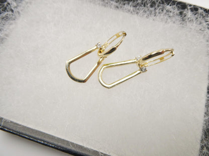 Real 10k Solid Yellow Gold Buckle Hoop Huggie Earrings