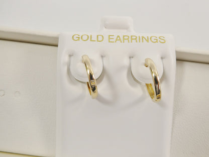 Real 10k Solid Yellow Gold High Polish Plain Hoop Huggie Earrings