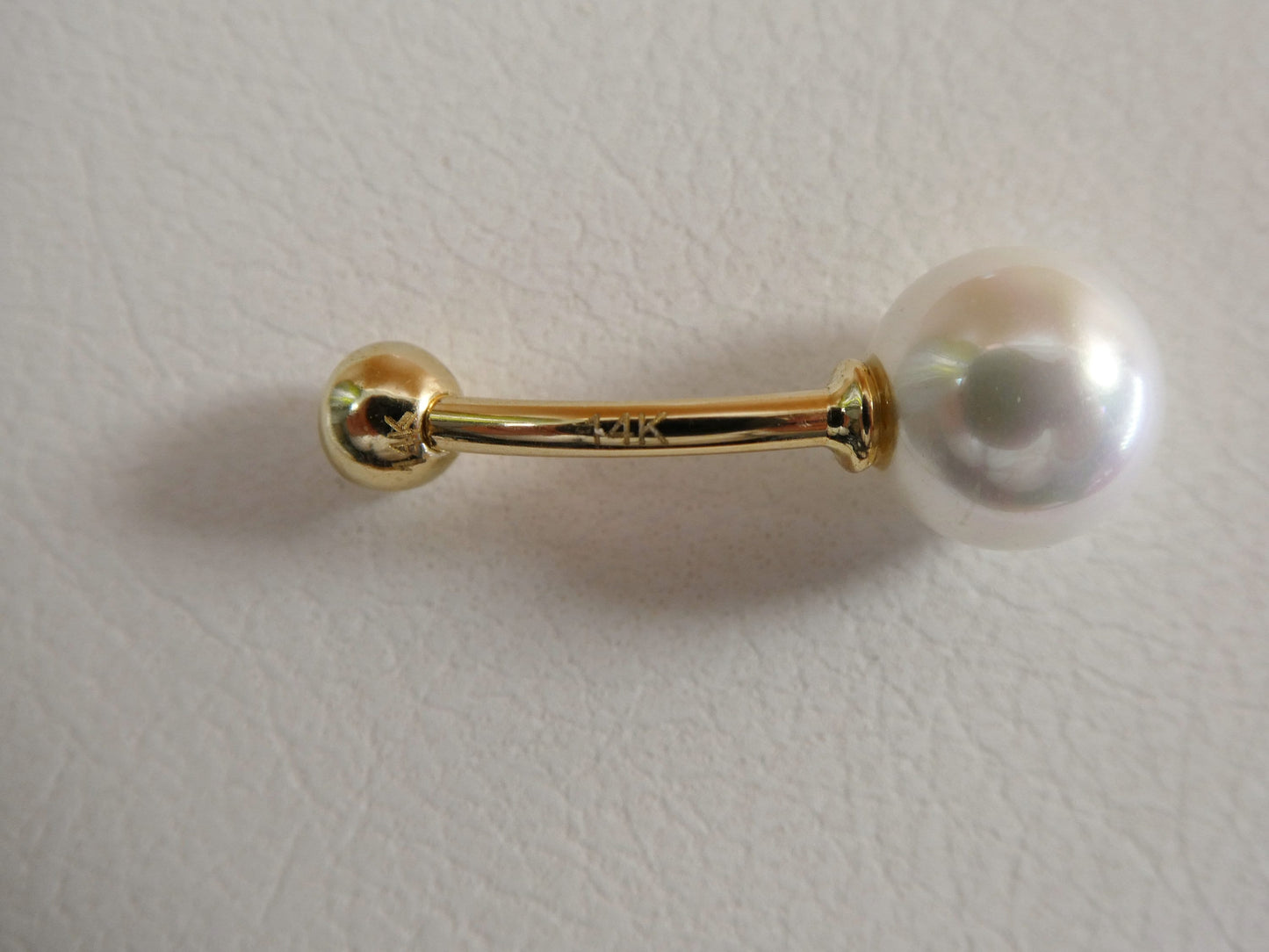14k real solid yellow gold freshwater pearl belly button ring piercing