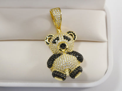 Real 925 Sterling Silver Teddy Bear Pendent and 2mm Moon Chain