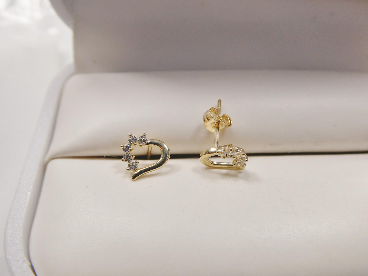10k real solid gold heart micro fave setting push back earrings