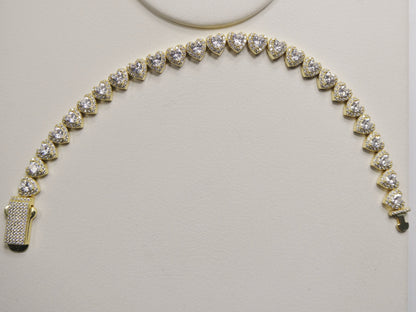 Real  925 Sterling Silver Heart Stone Set Necklace & Bracelet