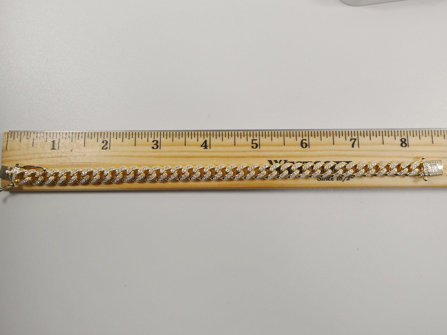 18k yellow gold filled 8mm full stone prong setting bracelet 7" 8" length