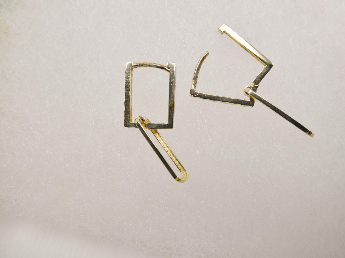 real 10k solid yellow gold designer hoop huggie earrings