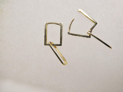 Real 10k Solid Yellow Gold Designer Hoop Huggie Earrings
