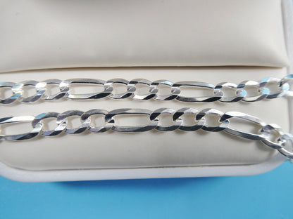 Real 925 Sterling Silver 4.5mm Italian Concave Figaro Solid Chain Lobster Lock Clasp