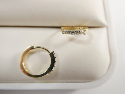 Real 10k Solid Yellow Gold Small 11.9mm Hoop Fancy Huggie Earrings