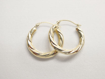 10k Real Solid Yellow Gold 18MM Classic Design Hoop Earrings