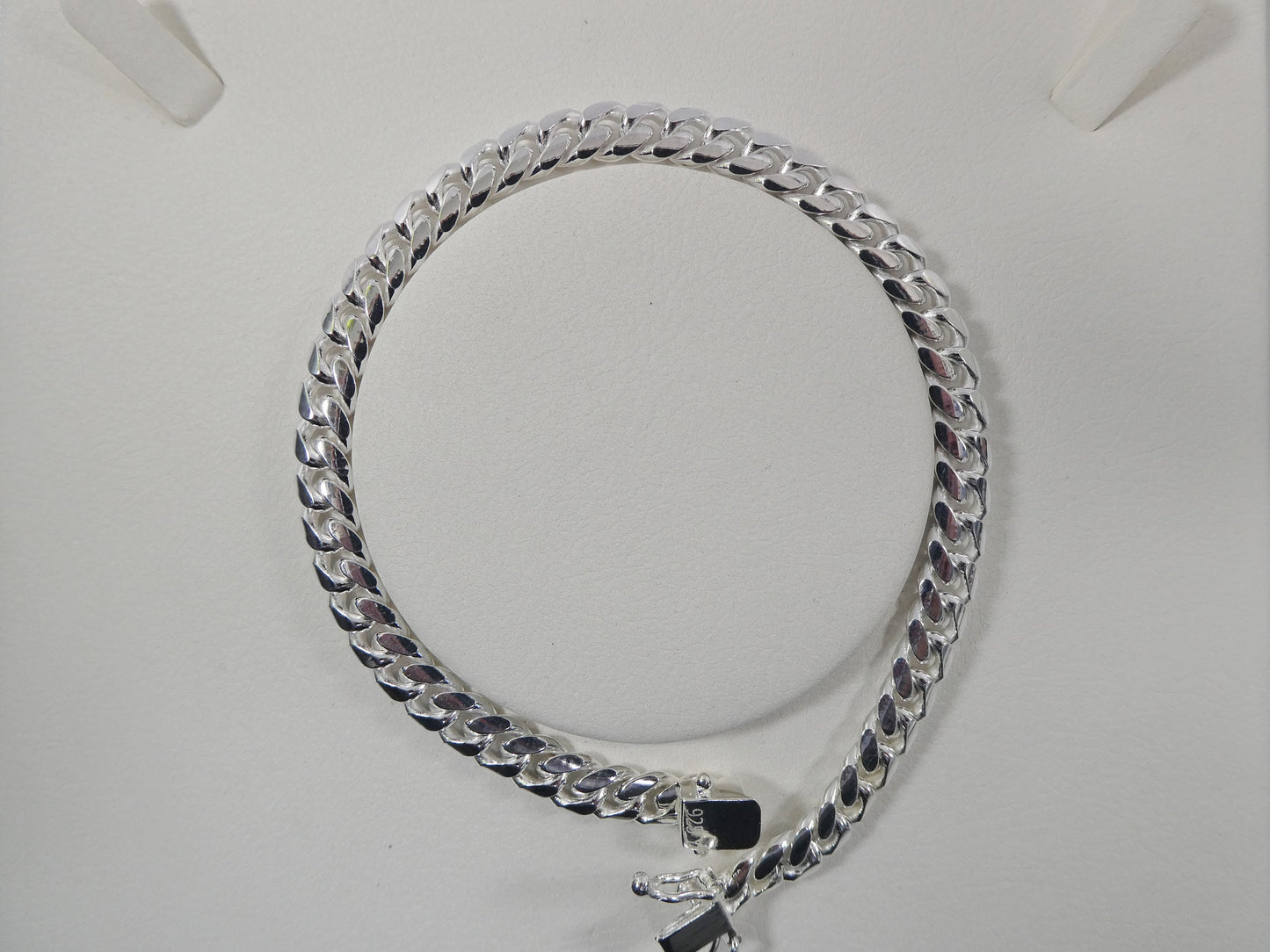 6mm real Miami link solid 925 sterling silver men bracelet safety box lock