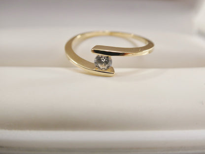 Real 14k Solid Yellow Gold Women's Classic Micro Pave Setting Pinky Ring