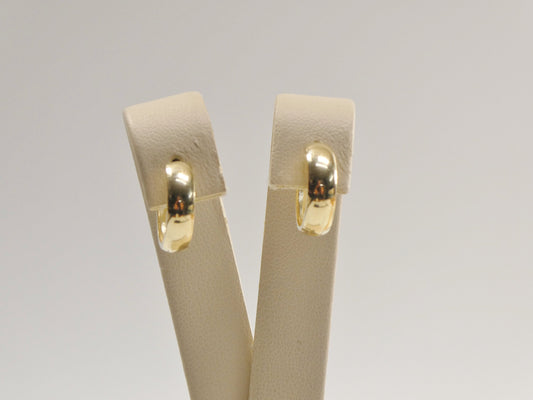 real 10k solid yellow gold 14mm high polish plain hoop huggie earring