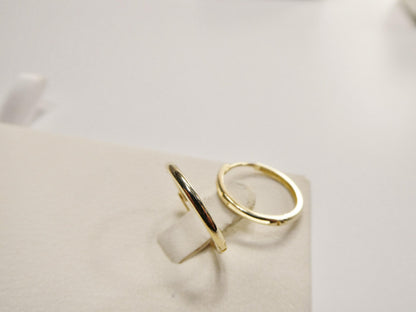 Real 10k Solid Yellow Gold Plain Polish 18mm Hoop Huggie Earrings
