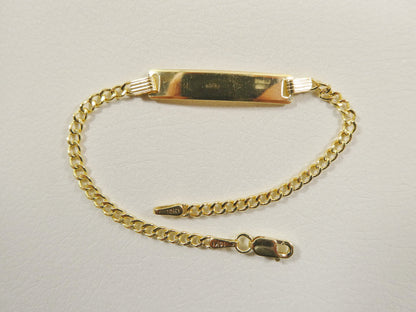 Real 10k Solid Yellow Gold 5.5 inch Curb Style Baby Bracelet