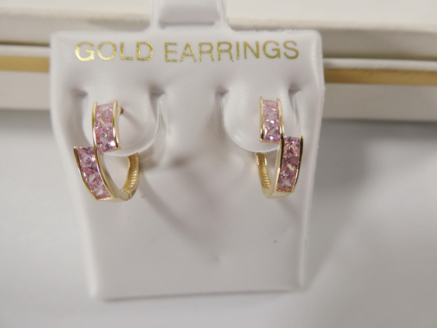real 10k solid yellow gold color hoop huggie earring