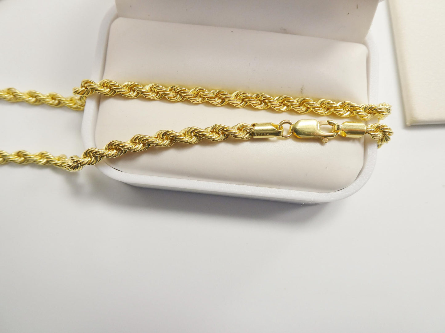 real 925 sterling silver rope chain 4mm 14k yellow gold finish