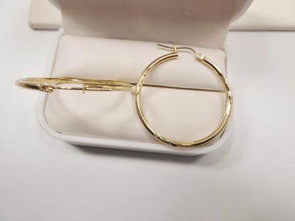 10k Real Solid Yellow Gold Diamond Cut Hoop Earrings