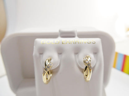 Real 10k Solid Yellow Gold Designer Hoop Huggie Earrings