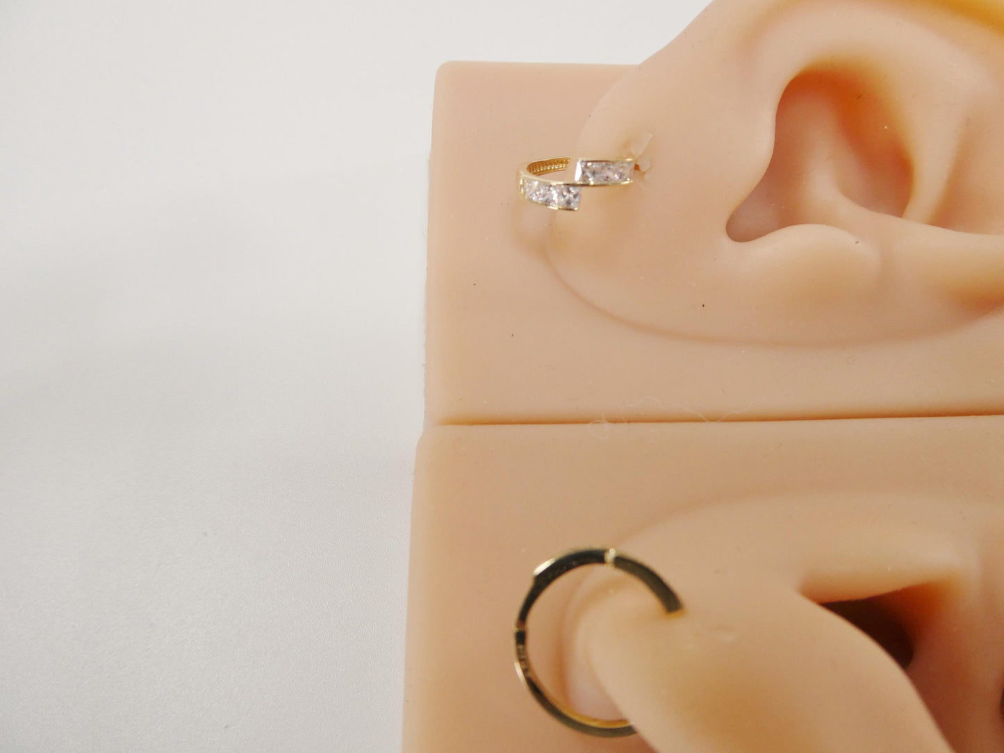 real 10k solid yellow gold color hoop huggie earring