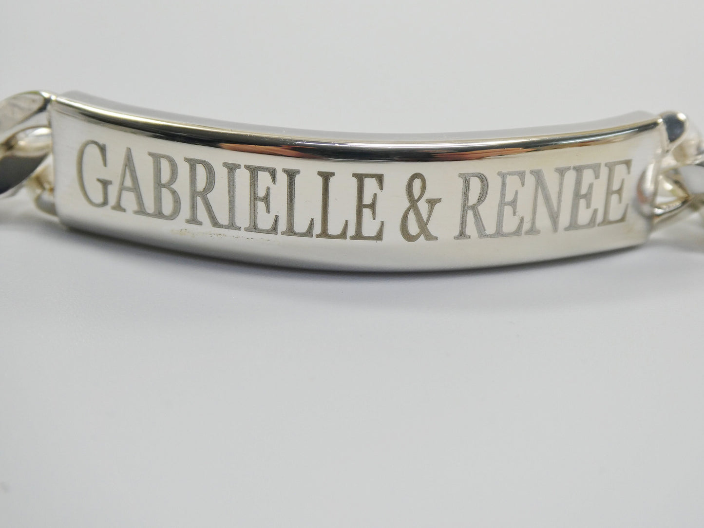 8.5 inch real 925 sterling silver solid curb men ID bracelet