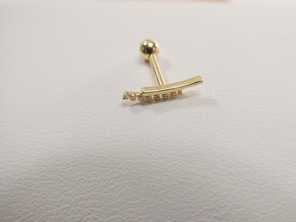 14k Real Solid Yellow Gold Helix Cartilage Earring