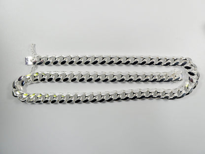 Real 12mm 925 Sterling Silver Miami Semi Solid Link Chain Box Lock Clasp