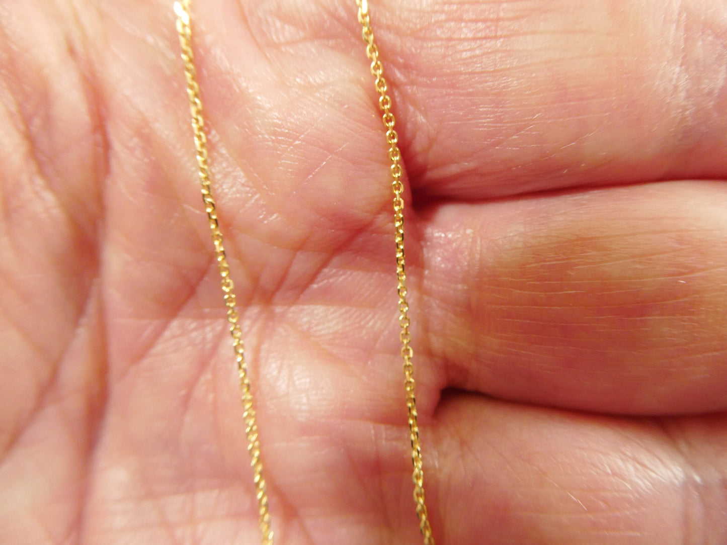 14k real solid yellow gold tiny small cable chain necklace