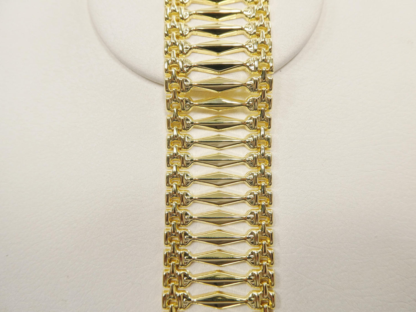 14k yellow gold tone color Cleopatra wide 25MM 7.5 inch bracelet over real 925 sterling silver