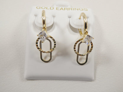 10K Real Solid Yellow Gold Paper Clip Style Buggie Fancy Ladies Earrings