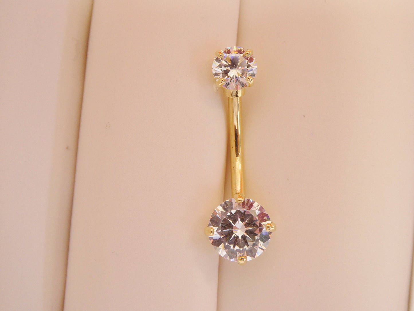 14k real solid yellow gold 7mm stone belly button ring piercing