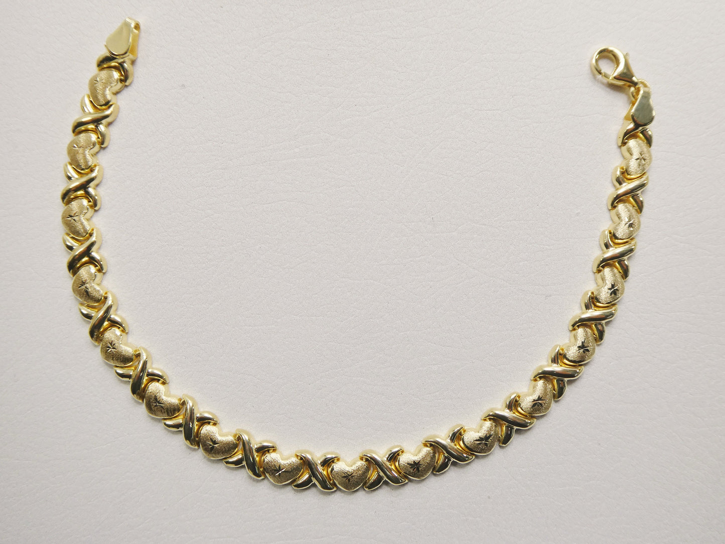 Sterling Silver XO Necklace Bracelet Set: 14k Gold Finish