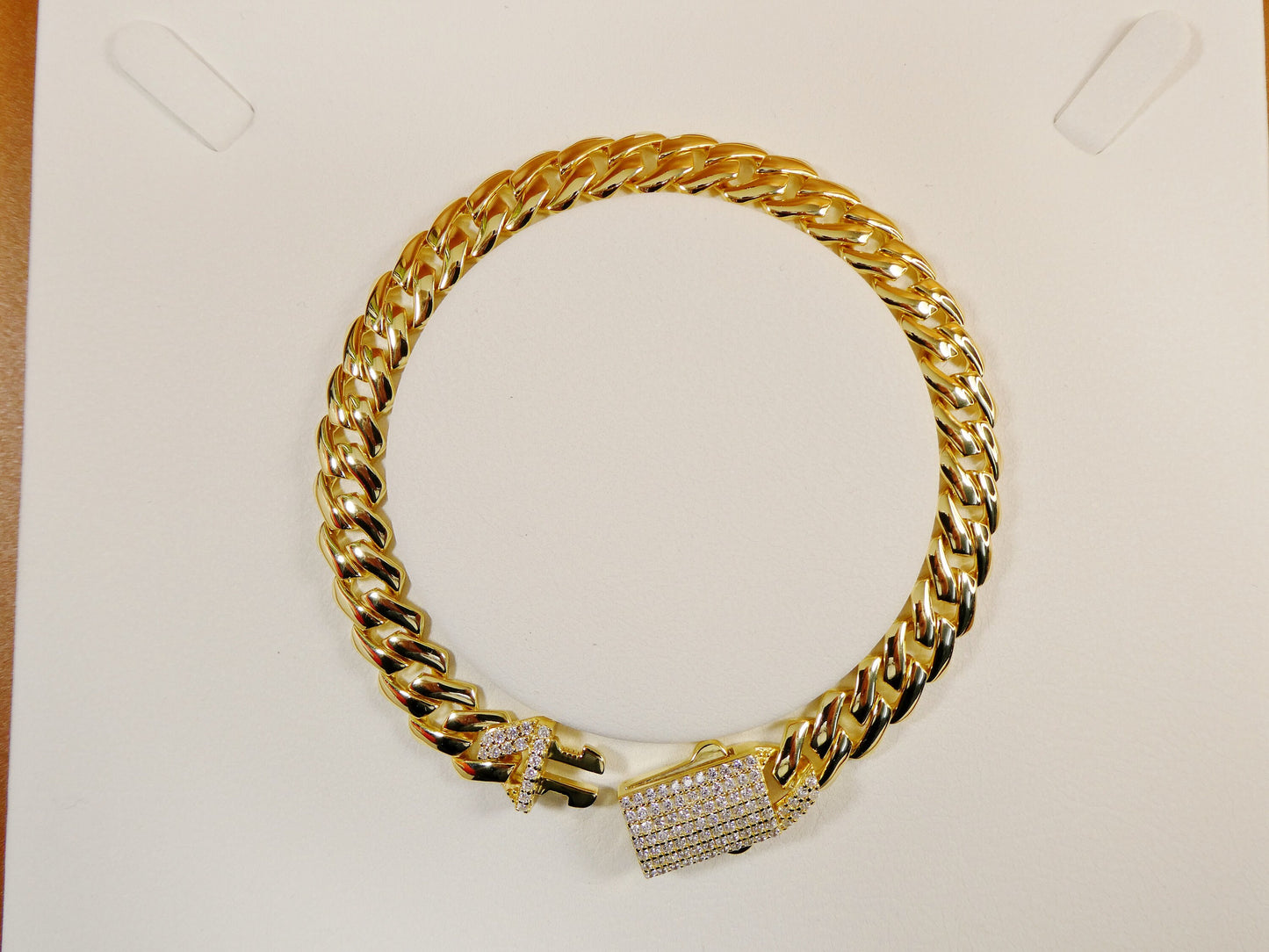 8 inch 14k yellow gold color Monaco bracelet over real solid 925 sterling silver