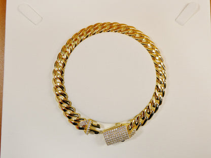 8 inch 14k Yellow Gold Color Monaco Bracelet Over Real Solid 925 Sterling Silver