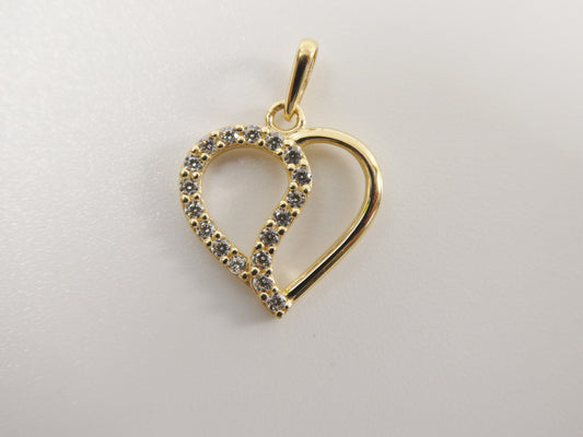 14k real solid yellow gold heart high polish charm pendent