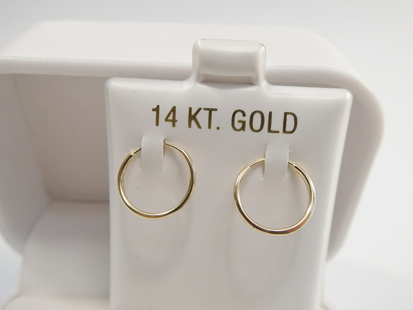 real 14k solid yellow gold 12mm endless small hoop lightweight hoop earring